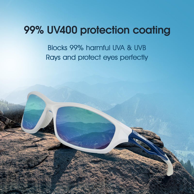 Duduma Polarized Sports Sunglasses for Men Women Running Cycling Fishing Golf Driving Shades Sun Glasses Tr90 (White/Blue) - Image 2